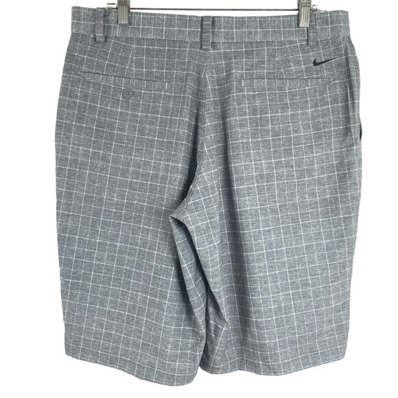 Nike Golf Dri Fit Shorts Gray White Plaid Polyester Blend Men's Size‎ 34 - Picture 5 of 11